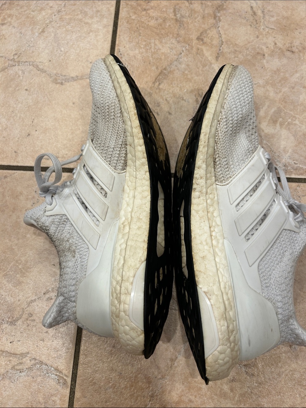 adidas men’s  Light Gray Knit Running Sneakers image 4